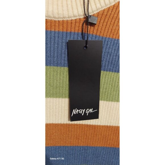 Nasty‎ Gal Womens Striped Colour Block Knitted Midi Dress Size 6 NWT Party Dress - Picture 7 of 9